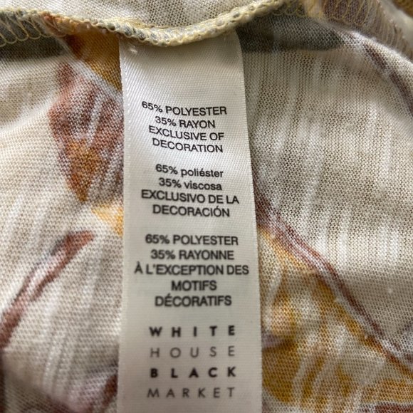 WHBM White House Black Market Pastel Yellow Floral Cold Shoulder Top XS - Picture 6 of 7